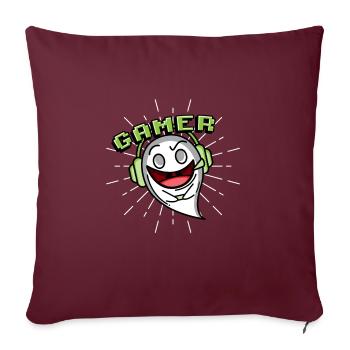 Gamer / Gamer Ghost Funny Gaming Halloween - Housse de coussin décorative 45 x 45 cm - bordeaux - Devant