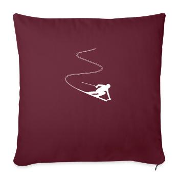 Skieur, ski, sports d'hiver - Housse de coussin décorative 45 x 45 cm - bordeaux - Devant