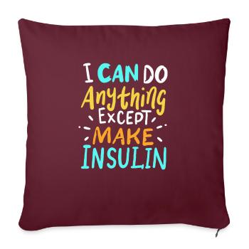 Diabète sucré cadeau d'insuline diabétique - Housse de coussin décorative 45 x 45 cm - bordeaux - Devant