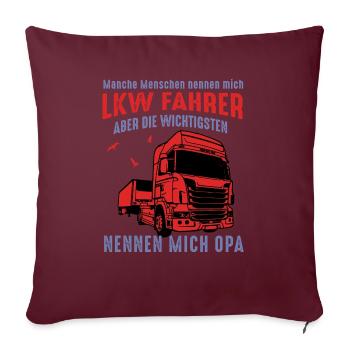 Opa LKW Fahrer - Sofakissenbezug 45 x 45 cm - Burgunderrot - Vorne