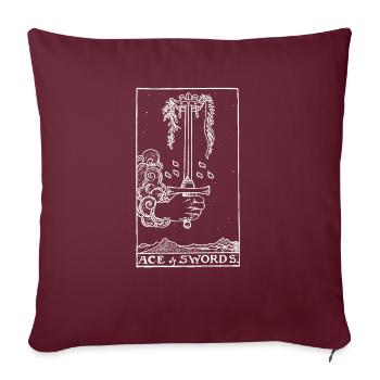 Tarot Card As des Épées - Épées Ass Cadeau - Housse de coussin décorative 45 x 45 cm - bordeaux - Devant