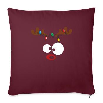 Lustiges Rentier Weihnachten rote Nase Lichter - Sofakissenbezug 45 x 45 cm - Burgunderrot - Vorne