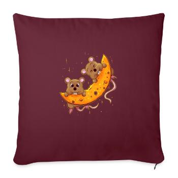 Souris sur la lune au fromage, cadeau pour accro au fromage - Housse de coussin décorative 45 x 45 cm - bordeaux - Devant