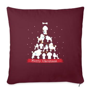 Arbre de Noël caniche nouvellement marié - Housse de coussin décorative 45 x 45 cm - bordeaux - Devant