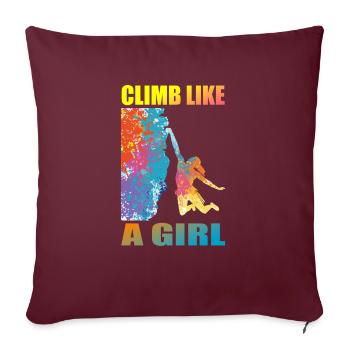 Grimper comme une fille Escalade de filles et grimpeurs - Housse de coussin décorative 45 x 45 cm - bordeaux - Devant