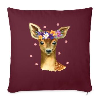 Mignon bébé cerf faon cerf avec fleurs et confettis - Housse de coussin décorative 45 x 45 cm - bordeaux - Devant