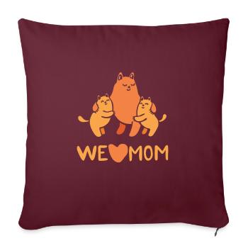 Chat, Chats, J’aime les chats, les chatons - Housse de coussin décorative 45 x 45 cm - bordeaux - Devant
