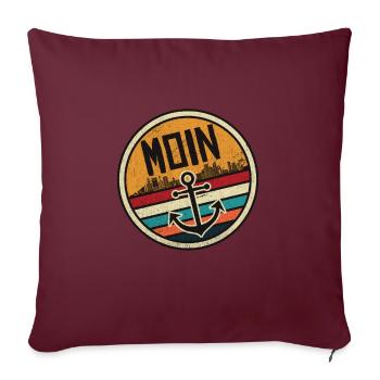 moin vintage Hamburg Begrüßung Moinsen Dialekt - Sofakissenbezug 45 x 45 cm - Burgunderrot - Vorne