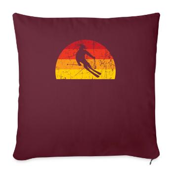 Le ski - Housse de coussin décorative 45 x 45 cm - bordeaux - Devant