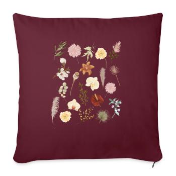 Vintage Boho Botanic Wildflower Flower Nature Love - Sofakissenbezug 45 x 45 cm - Burgunderrot - Vorne