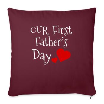 Notre première fête des pères Premier cadeau de fête des pères - Housse de coussin décorative 45 x 45 cm - bordeaux - Devant