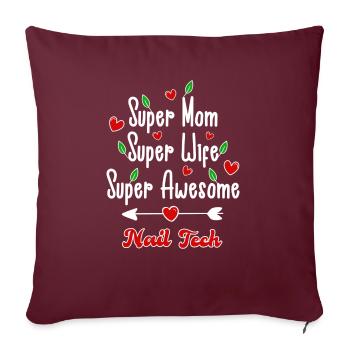 Super maman super nail designer - Housse de coussin décorative 45 x 45 cm - bordeaux - Devant