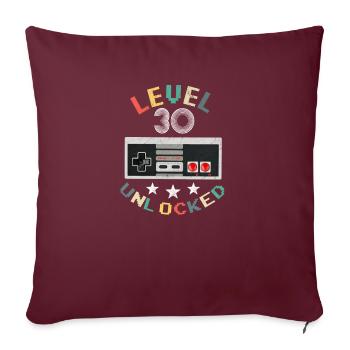 Niveau 30 débloqué 30e anniversaire cadeau rétro Gamer - Housse de coussin décorative 45 x 45 cm - bordeaux - Devant