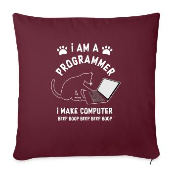 Programmer Cat Programmierer Computer Katze - Sofakissenbezug 45 x 45 cm - Burgunderrot - Vorne