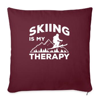 Le ski est ma thérapie T-Shirt Skieur - Housse de coussin décorative 45 x 45 cm - bordeaux - Devant