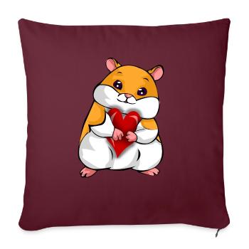 Hamster avec un coeur, t-shirt mignon hamster doré - Housse de coussin décorative 45 x 45 cm - bordeaux - Devant