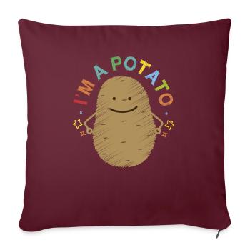 I Am A Potato design, design French Fry, pomme de terre - Housse de coussin décorative 45 x 45 cm - bordeaux - Devant