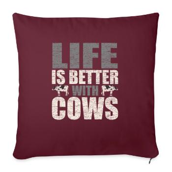 Idée cadeau vache amant vache fermier - Housse de coussin décorative 45 x 45 cm - bordeaux - Devant