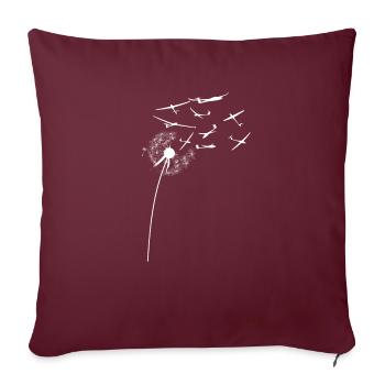 Cadeau de pissenlit estival pour femme - Housse de coussin décorative 45 x 45 cm - bordeaux - Devant