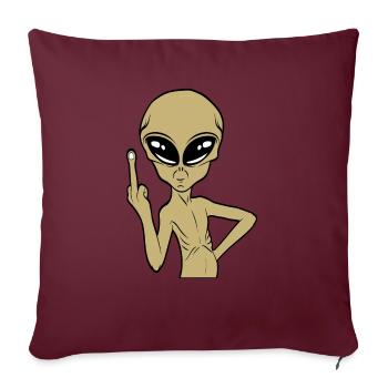 Drôle alien doigt du doigt puant Tshirt - Housse de coussin décorative 45 x 45 cm - bordeaux - Devant