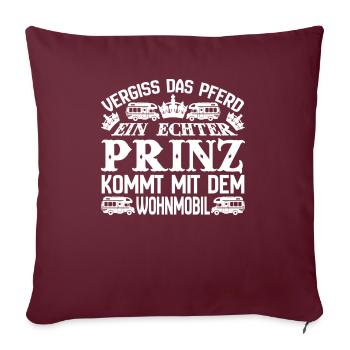Camper - Prinz im Wohnmobil - Sofakissenbezug 45 x 45 cm - Burgunderrot - Vorne