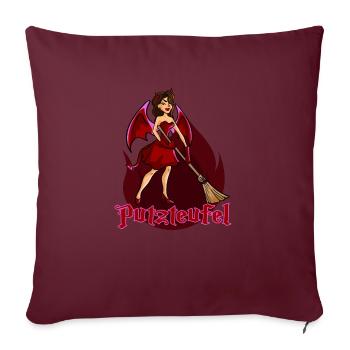 Putzteufel Putzfrau Reinigungskraft - Sofakissenbezug 45 x 45 cm - Burgunderrot - Vorne