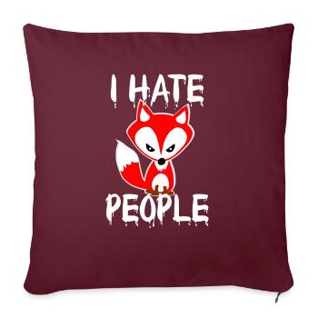 I hate people fox Halloween sanglant - Housse de coussin décorative 45 x 45 cm - bordeaux - Devant