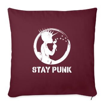restez punk! T-shirt punk rock - Housse de coussin décorative 45 x 45 cm - bordeaux - Devant