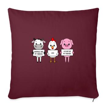 Les animaux sont mes amis Je ne mange pas d’amis - Housse de coussin décorative 45 x 45 cm - bordeaux - Devant