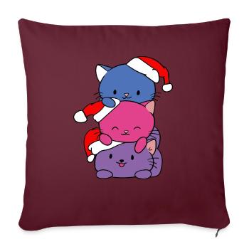 Tee-shirt chats rigolos chat mignon noël - Housse de coussin décorative 45 x 45 cm - bordeaux - Devant