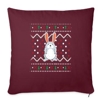 Lapin de Noël laid - Housse de coussin décorative 45 x 45 cm - bordeaux - Devant