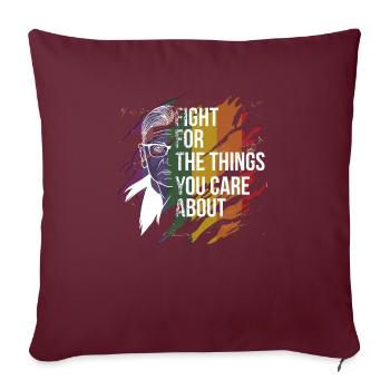 Ruth Bader Ginsburg mit Regenbogenfahne - Sofakissenbezug 45 x 45 cm - Burgunderrot - Vorne