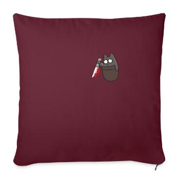 Chat en poitrine couteau de poche Halloween Cat Knife - Housse de coussin décorative 45 x 45 cm - bordeaux - Devant