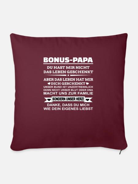 Bonus Papa Stiefvater Familie Patchwork Liebe - Sofakissenbezug 45 x 45 cm - Burgunderrot