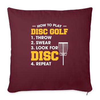 Disc Golf Player T-Shirt Gift Disk Golf - Housse de coussin décorative 45 x 45 cm - bordeaux - Devant