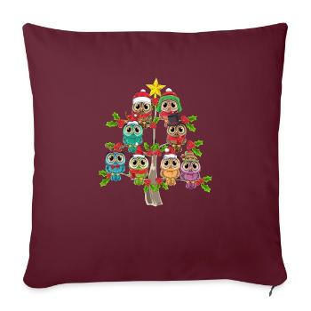 Eulen Weihnachtsbaum Weihnachten Eule Lustiges Eul - Sofakissenbezug 45 x 45 cm - Burgunderrot - Vorne
