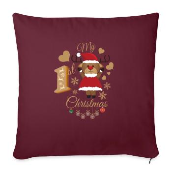 Le premier Noël de bébé - Housse de coussin décorative 45 x 45 cm - bordeaux - Devant