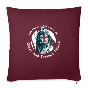T-shirt rétro vintage des Templiers - Housse de coussin décorative 45 x 45 cm - bordeaux - Devant
