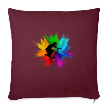 Cascade scooter cascade cadeau scooter skater - Housse de coussin décorative 45 x 45 cm - bordeaux - Devant