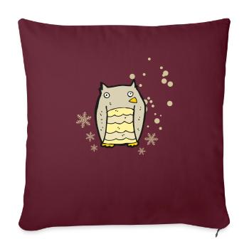 Herzige Eule mit Schneeflocken - Sofakissenbezug 45 x 45 cm - Burgunderrot - Vorne