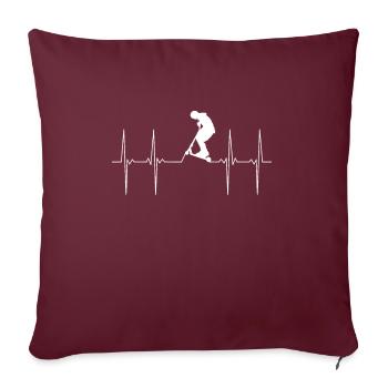 Cadeau de lignes d'électrocardiogramme Kick Scooter Heartbeat - Housse de coussin décorative 45 x 45 cm - bordeaux - Devant