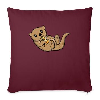 Loutres - Housse de coussin décorative 45 x 45 cm - bordeaux - Devant