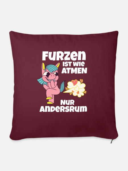lustiges einhorn furz - Sofakissenbezug 45 x 45 cm - Burgunderrot