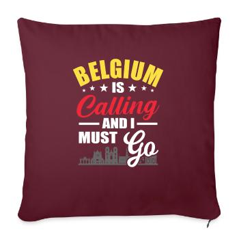 Belgique - Housse de coussin décorative 45 x 45 cm - bordeaux - Devant
