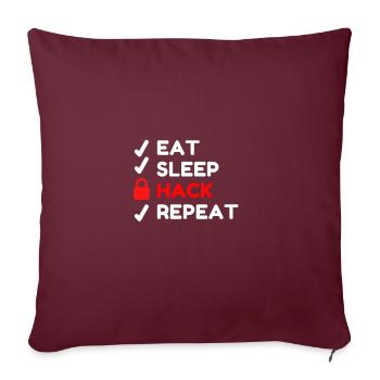 Cyber Security Eat Sleep Hack Répéter computer fun - Housse de coussin décorative 45 x 45 cm - bordeaux - Devant