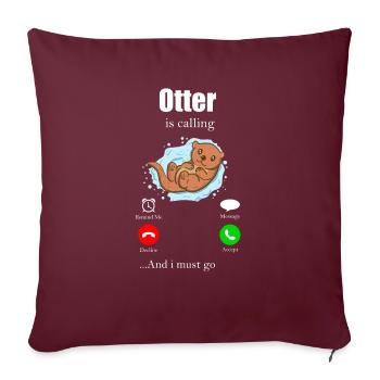 Loutres - Housse de coussin décorative 45 x 45 cm - bordeaux - Devant
