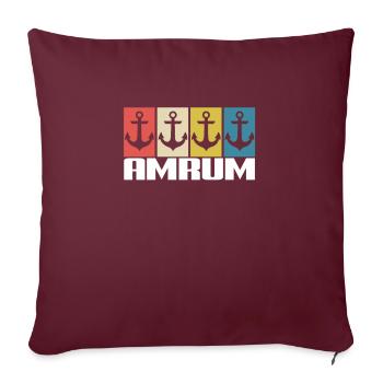 Amrum Anker Boussole mer du Nord île de brouillard patrie - Housse de coussin décorative 45 x 45 cm - bordeaux - Devant