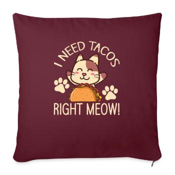 Cat Lover Tacos Cat Taco Fan Mexicain - Housse de coussin décorative 45 x 45 cm - bordeaux - Devant