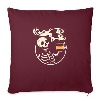 Skeleton Vintage Picture With Smiling Skull - Housse de coussin décorative 45 x 45 cm - bordeaux - Devant