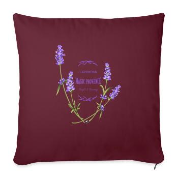 Lavande fleurs image avec inscription - Housse de coussin décorative 45 x 45 cm - bordeaux - Devant